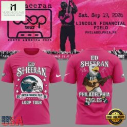 Ed Sheeran Loop Tour 2026 x Philadelphia Eagles Mascot Design 3D Shirt, Popular 3D Music Tee ED Sheeran Loop Tour 2026 X Philadelphia Eagles Mascot Design 3D Shirt