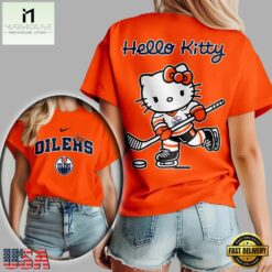 Edmonton Oilers NHL x Hello Kitty Unisex 3D Shirt, NHL 3D Game Day Tee Edmonton Oilers Nhl X Hello Kitty Unisex 3D Shirt