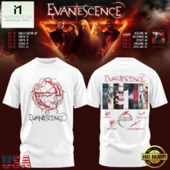 Evanescence Australia & New Zealand Tour 2027 White T Shirt, Popular 3D Music Tee Evanescence Australia New Zealand Tour 2027 White T Shirt