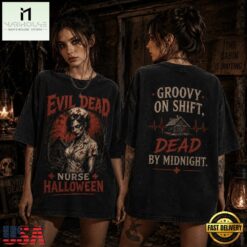 Evil Dead Nurse Groovy Night Shift Halloween 3D Shirt, Popular 3D Music Tee Evil Dead Nurse Groovy Night Shift Halloween 3D Shirt