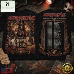 Extreme The Return of Carnival of Sins Tour 2026 3D Shirt, Popular 3D Music Tee Extreme The Return OF Carnival OF Sins Tour 2026 3D Shirt