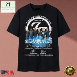 Foo Fighters 32nd Anniversary 1994 2026 Band Signatures T Shirt, Music Fan 2D Shirt Foo Fighters 32nd Anniversary 1994 2026 Band Signatures T Shirt
