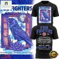 Foo Fighters Mosaic Stadium Regina 2026 Tour T Shirt, Popular 3D Music Tee Foo Fighters Mosaic Stadium Regina 2026 Tour T Shirt
