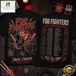 Foo Fighters Take Cover Tour 2026 Vintage Rock 3D Shirt, Popular 3D Music Tee Foo Fighters Take Cover Tour 2026 Vintage Rock 3D Shirt