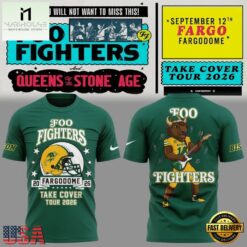 Foo Fighters x NDSU Football Take Cover Tour 2026 T Shirt, Popular 3D Music Tee Foo Fighters X Ndsu Football Take Cover Tour 2026 T Shirt