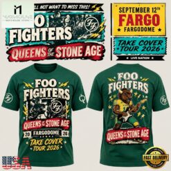 Foo Fighters x North Dakota State Bison Football Take Cover Tour 2026 Mascot Shirt, Hot 3D Shirt Trend Foo Fighters X North Dakota State Bison Football Take Cover Tour 2026 Mascot Shirt