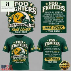Foo Fighters x North Dakota State Bison Football Take Cover Tour T Shirt, Hot 3D Shirt Trend Foo Fighters X North Dakota State Bison Football Take Cover Tour T Shirt