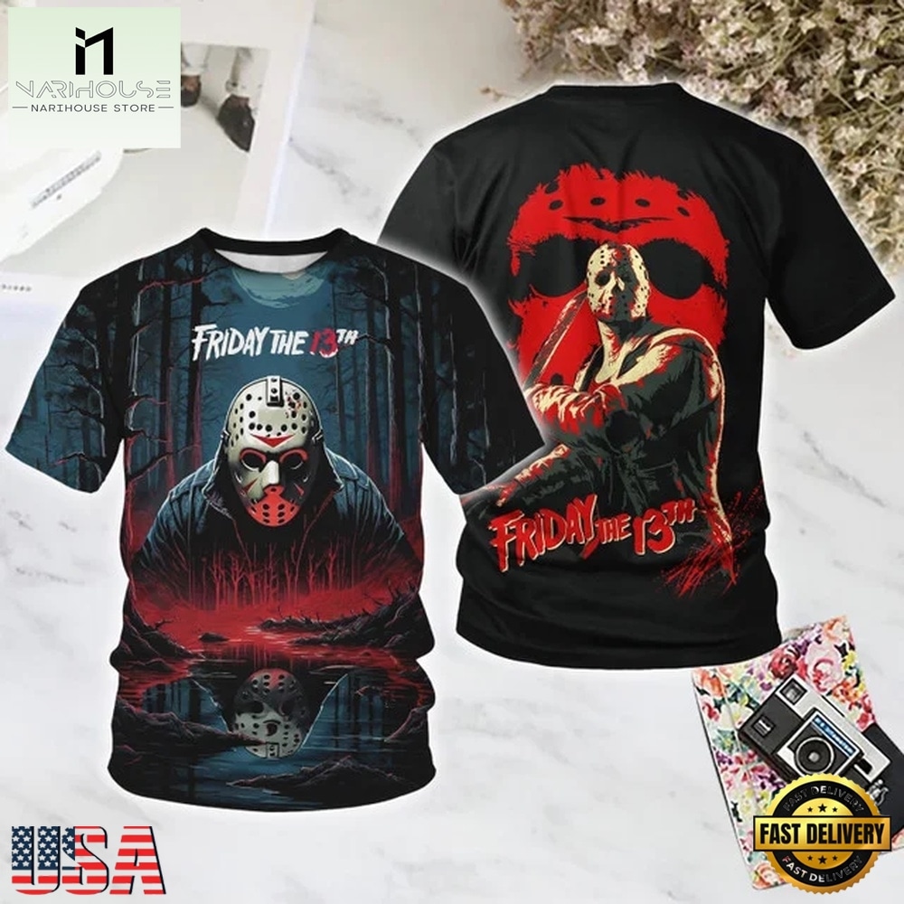 Friday the 13th Movies Halloween All Over Print T Shirt, Popular 3D Music Tee Friday the 13th Movies Halloween All Over Print T Shirt, Popular 3D Music Tee