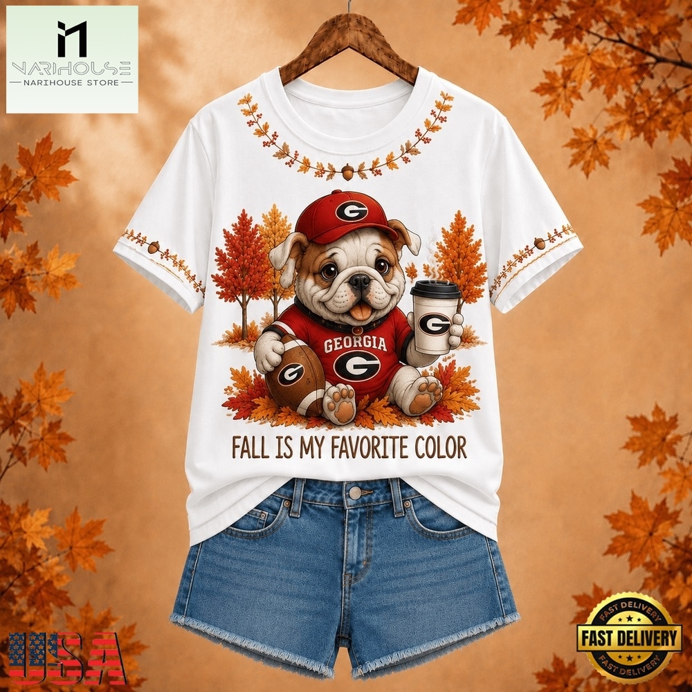 Georgia Bulldogs NCAA Fall Is My Favorite Color Football Unisex 3D Shirt, NCAA College 3D Shirt Georgia Bulldogs NCAA Fall Is My Favorite Color Football Unisex 3D Shirt, NCAA College 3D Shirt