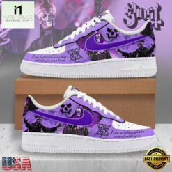 Ghost Band Custom Air Force 1 Shoes, Heavy Metal Purple Graphic Sneakers, Music Artist AF1 Shoes Ghost Band Custom Air Force 1 Shoes Heavy Metal Purple Graphic Sneakers