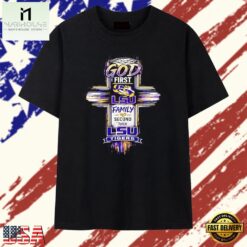 God First LSU Family Second Then LSU Tigers retro cross T Shirt, Stylish 2D Graphic Shirt God First Lsu Family Second Then Lsu Tigers Retro Cross T Shirt