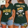 Green Bay Packers NFL Hello Kitty Football V Neck T Shirt, Trendy NFL V Neck Tee Green Bay Packers Nfl Hello Kitty Football V Neck T Shirt