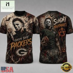 Green Bay Packers NFL Michael Myers Sunday Nightmares Horror Halloween 3D T Shirt, NFL Sporty Shirt Green Bay Packers Nfl Michael Myers Sunday Nightmares Horror Halloween 3D T Shirt