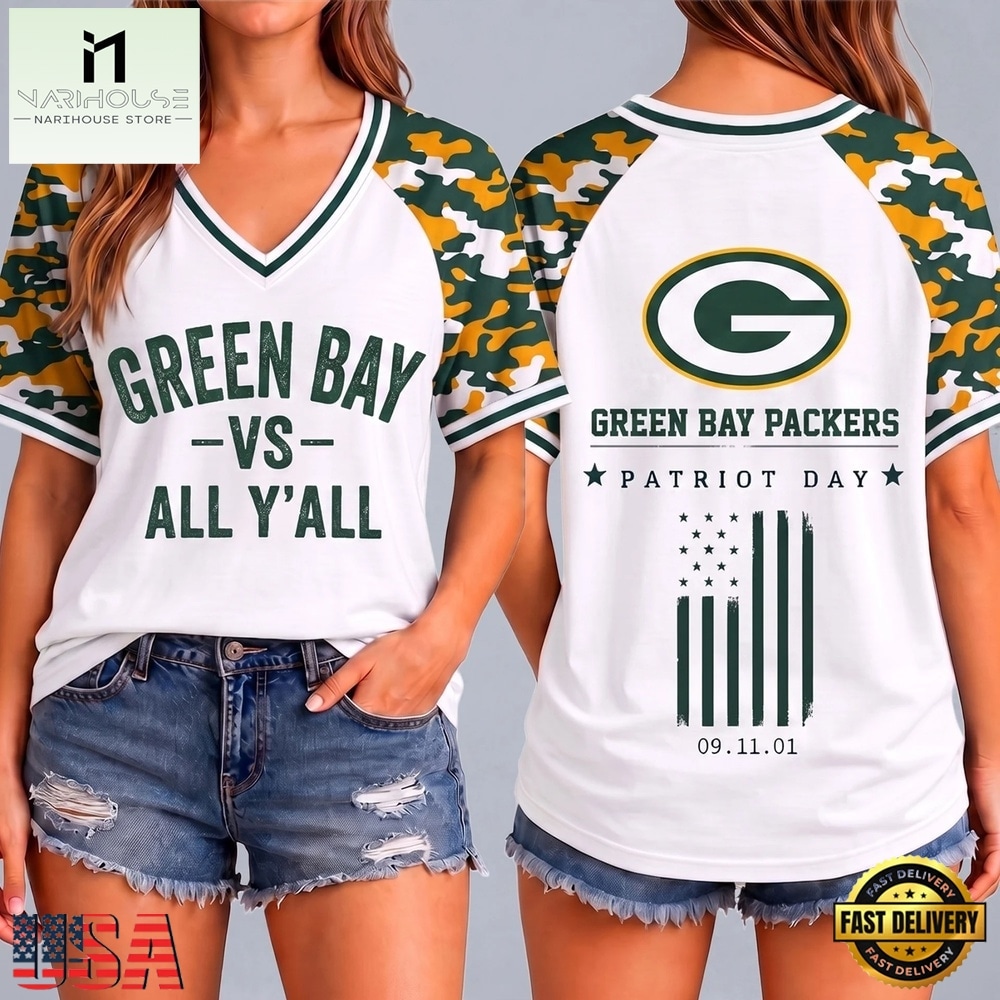 Green Bay Packers NFL vs All Y' All United We Stand V Neck T Shirt, Trendy NFL V Neck Tee Green Bay Packers NFL vs All Y' All United We Stand V Neck T Shirt, Trendy NFL V Neck Tee