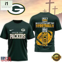 Green Bay Packers NFL Whole Lot of Football Christian Cross 3D Shirt, NFL Sporty Shirt Green Bay Packers Nfl Whole Lot OF Football Christian Cross 3D Shirt