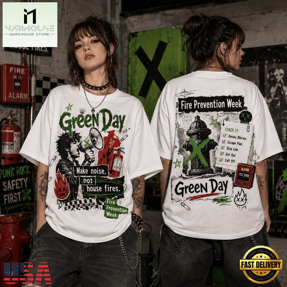 Green Day Fire Prevention Week Punk Safety 3D Shirt, Popular 3D Music Tee Green Day Fire Prevention Week Punk Safety 3D Shirt, Popular 3D Music Tee