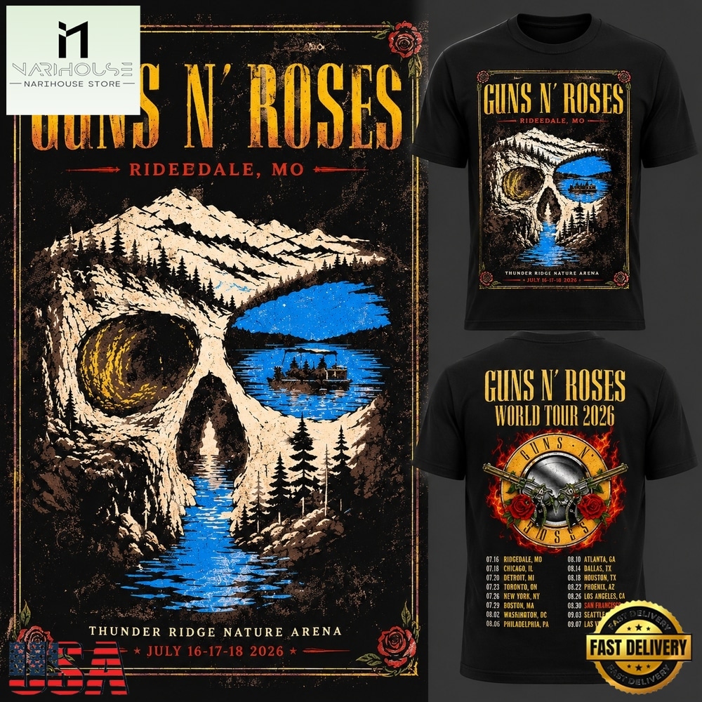 Guns N’ Roses 2026 Tour Ridgedale MO T Shirt, Popular 3D Music Tee Guns N’ Roses 2026 Tour Ridgedale MO T Shirt, Popular 3D Music Tee