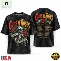 Guns N Roses Appetite For Destruction Tracklist Back Print Vintage Rock T Shirt, Popular 3D Music Tee Guns N Roses Appetite For Destruction Tracklist Back Print Vintage Rock T Shirt
