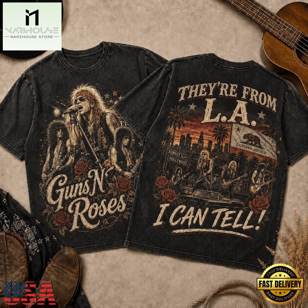 Guns N Roses Sunset L.A. Skyline Vintage Band 3D Shirt, Popular 3D Music Tee Guns N Roses Sunset L.A. Skyline Vintage Band 3D Shirt, Popular 3D Music Tee