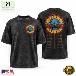 Guns N Roses Vintage Small Pocket Logo Blood Splatter Back Tour T Shirt, Popular 3D Music Tee Guns N Roses Vintage Small Pocket Logo Blood Splatter Back Tour T Shirt