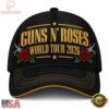 Guns N Roses World Tour 2026 Gold Text Rose Graphics Classic Cap