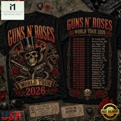Guns N’ Roses World Tour 2026 Vintage Rock 3D Shirt, Popular 3D Music Tee Guns N Roses World Tour 2026 Vintage Rock 3D Shirt