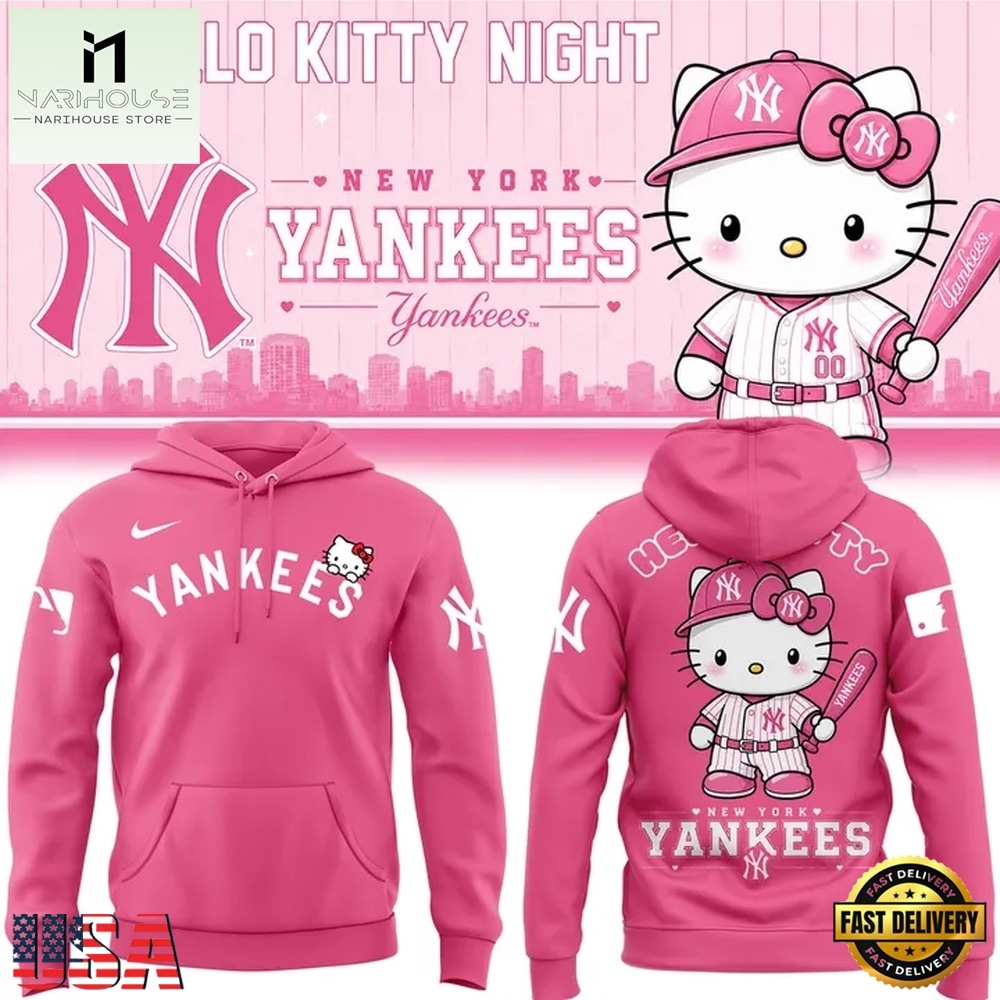 Hello Kitty x New York Yankees 2026 Pink Hoodie, Hot 3D Shirt Trend Hello Kitty x New York Yankees 2026 Pink Hoodie, Hot 3D Shirt Trend