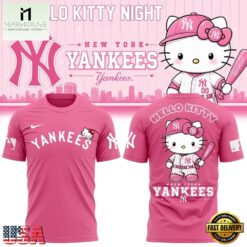 Hello Kitty x New York Yankees 2026 Pink T Shirt, Hot 3D Shirt Trend Hello Kitty X New York Yankees 2026 Pink T Shirt