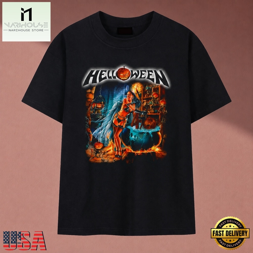 Helloween Fantasy Witch Pumpkin Cauldron Power Metal T Shirt, Music Fan 2D Shirt Helloween Fantasy Witch Pumpkin Cauldron Power Metal T Shirt, Music Fan 2D Shirt