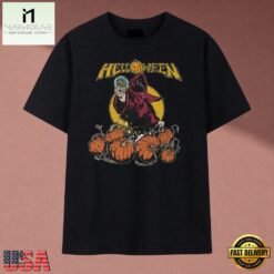 Helloween Hooded Sorcerer Crystal Ball Pumpkins Graphic T Shirt, Music Fan 2D Shirt Helloween Hooded Sorcerer Crystal Ball Pumpkins Graphic T Shirt