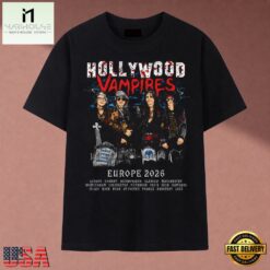 Hollywood Vampires Europe Tour 2026 Graphic Band T Shirt, Music Fan 2D Shirt Hollywood Vampires Europe Tour 2026 Graphic Band T Shirt