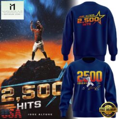 Houston Astros JOSE ALTUVE 2500 CAREER HITS Navy Sweatshirt, Hot 3D Shirt Trend Houston Astros Jose Altuve 2500 Career Hits Navy Sweatshirt