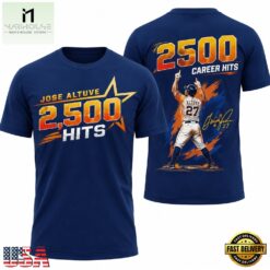Houston Astros JOSE ALTUVE 2500 CAREER HITS T Shirt, Hot 3D Shirt Trend Houston Astros Jose Altuve 2500 Career Hits T Shirt