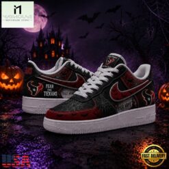 Houston Texans NFL Fear The Team Halloween Air Force 1 Shoes Sneakers, NFL Team AF1 Shoes Houston Texans Nfl Fear The Team Halloween Air Force 1 Shoes Sneakers