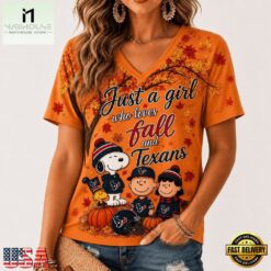 Houston Texans NFL Snoopy Peanuts Fall Season V Neck T Shirt, Trendy NFL V Neck Tee Houston Texans Nfl Snoopy Peanuts Fall Season V Neck T Shirt