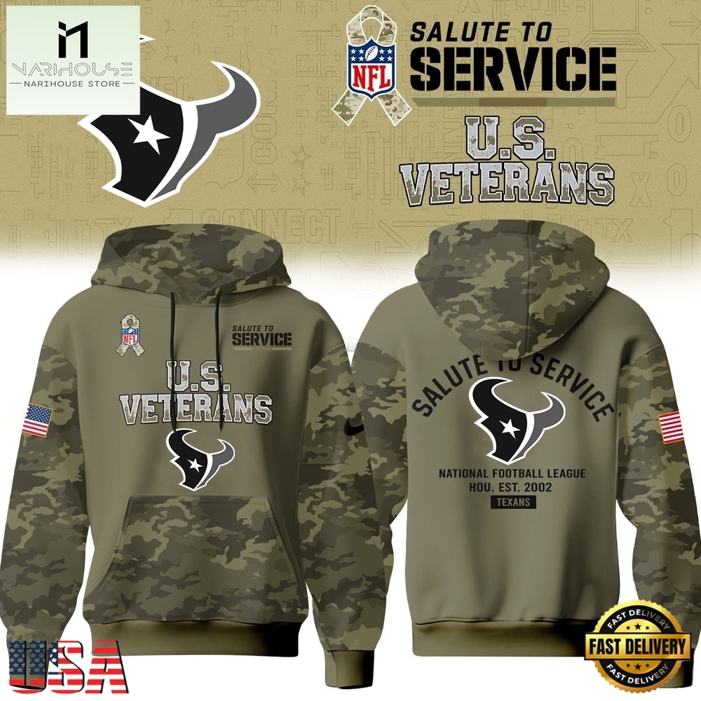 Houston Texans NFL US Veterans Salute To Service 2026 Hoodie Shirt, NFL Sporty Shirt Houston Texans NFL US Veterans Salute To Service 2026 Hoodie Shirt, NFL Sporty Shirt