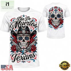 Houston Texans x Dia de los Muertos Graphic 2026 White T Shirt, Hot 3D Shirt Trend Houston Texans X Dia DE Los Muertos Graphic 2026 White T Shirt