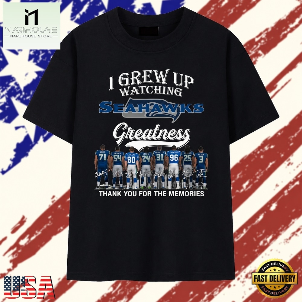 I Grew Up Watching Seahawks Greatness Signatures Graphic T Shirt, Stylish 2D Graphic Shirt I Grew Up Watching Seahawks Greatness Signatures Graphic T Shirt, Stylish 2D Graphic Shirt