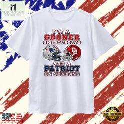 I’m a Sooner on Saturdays and a Patriot on Sundays T Shirt, Stylish 2D Graphic Shirt I M A Sooner ON Saturdays And A Patriot ON Sundays T Shirt