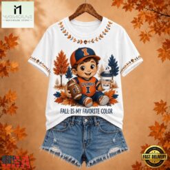 Illinois Fighting Illini NCAA Fall Is My Favorite Color Football Unisex 3D Shirt, NCAA College 3D Shirt Illinois Fighting Illini Ncaa Fall IS MY Favorite Color Football Unisex 3D Shirt