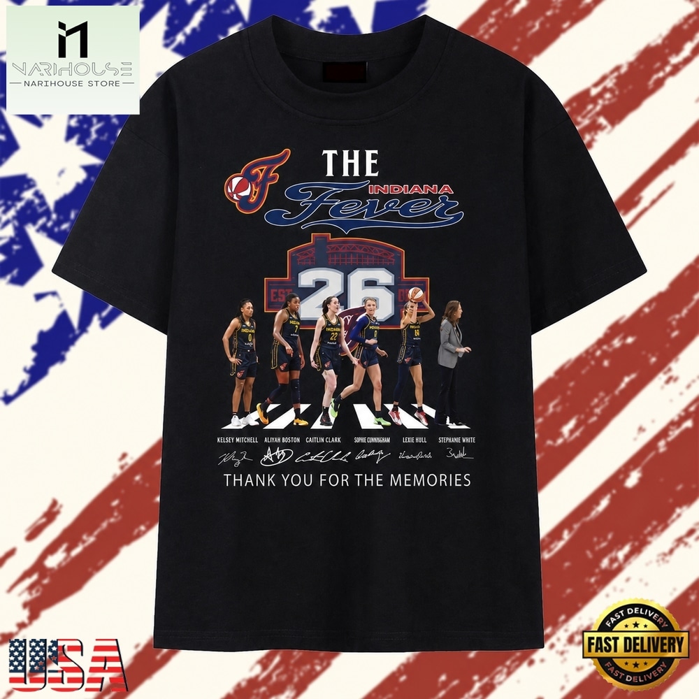 Indiana Fever Abbey Road Players Signatures Vintage Graphic T Shirt, Stylish 2D Graphic Shirt Indiana Fever Abbey Road Players Signatures Vintage Graphic T Shirt, Stylish 2D Graphic Shirt
