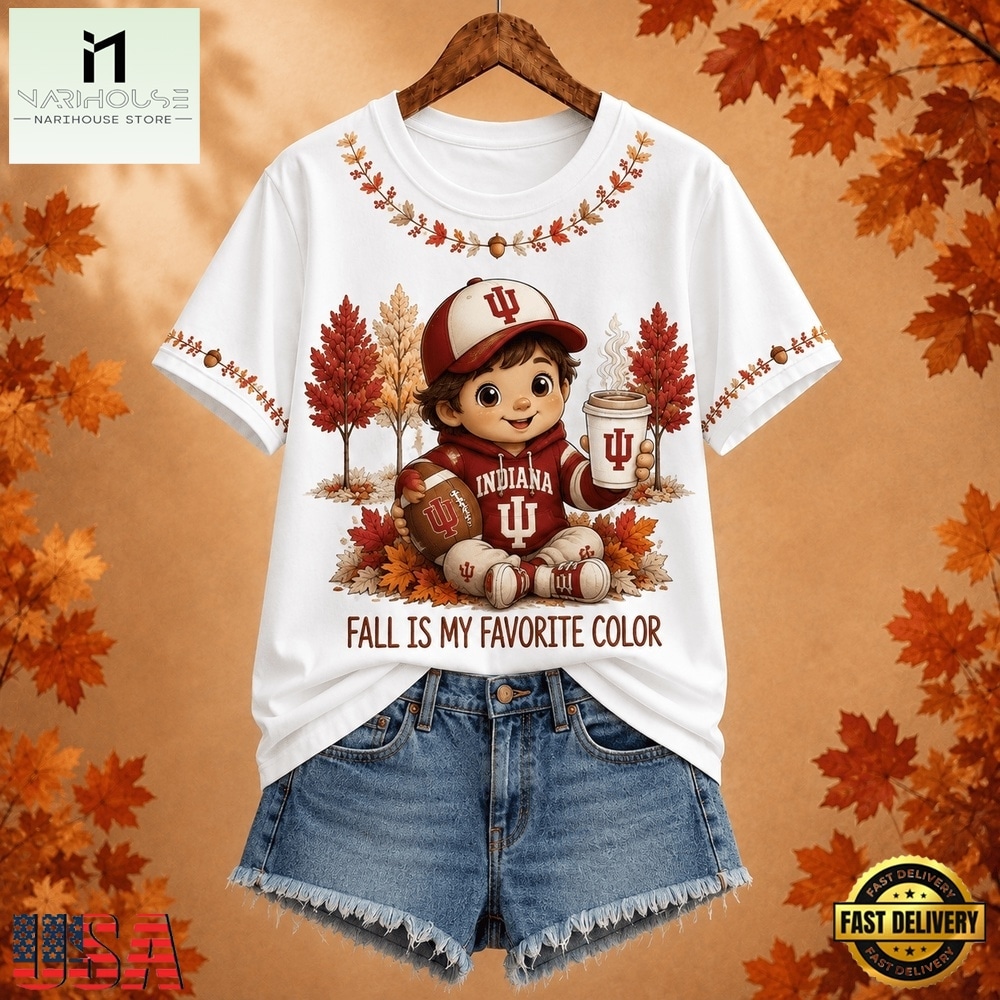 Indiana Hoosiers NCAA Fall Is My Favorite Color Football Unisex 3D Shirt, NCAA College 3D Shirt Indiana Hoosiers NCAA Fall Is My Favorite Color Football Unisex 3D Shirt, NCAA College 3D Shirt