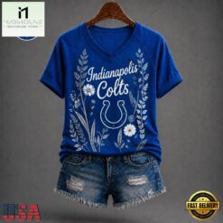 Indianapolis Colts NFL Floral Garden V Neck T Shirt, Trendy NFL V Neck Tee Indianapolis Colts Nfl Floral Garden V Neck T Shirt