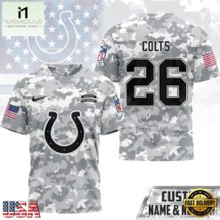 Indianapolis Colts NFL Salute to Service Custom Name & Number Camo 3D Shirt, NFL Sporty Shirt Indianapolis Colts Nfl Salute TO Service Custom Name Number Camo 3D Shirt