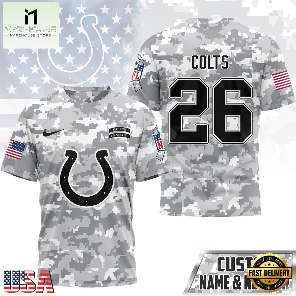 Indianapolis Colts NFL Salute to Service Custom Name & Number Camo 3D Shirt, NFL Sporty Shirt Indianapolis Colts NFL Salute to Service Custom Name & Number Camo 3D Shirt, NFL Sporty Shirt