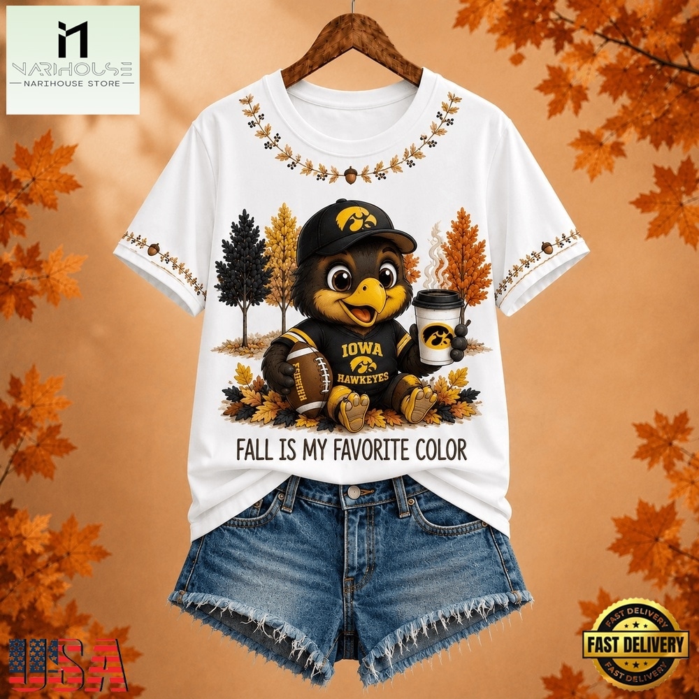 Iowa Hawkeyes NCAA Fall Is My Favorite Color Football Unisex 3D Shirt, NCAA College 3D Shirt Iowa Hawkeyes Ncaa Fall IS MY Favorite Color Football Unisex 3D Shirt