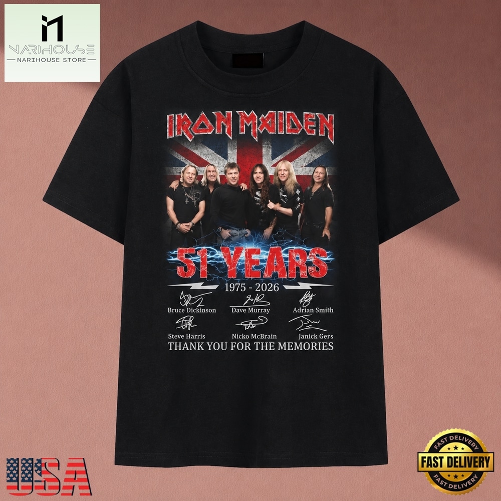 Iron Maiden 51 Years 1975 2026 Thank You For The Memories T Shirt, Music Fan 2D Shirt Iron Maiden 51 Years 1975 2026 Thank You For The Memories T Shirt, Music Fan 2D Shirt