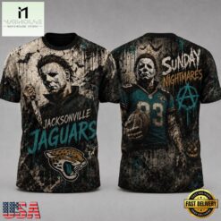 Jacksonville Jaguars NFL Michael Myers Sunday Nightmares Horror Halloween 3D T Shirt, NFL Sporty Shirt Jacksonville Jaguars Nfl Michael Myers Sunday Nightmares Horror Halloween 3D T Shirt