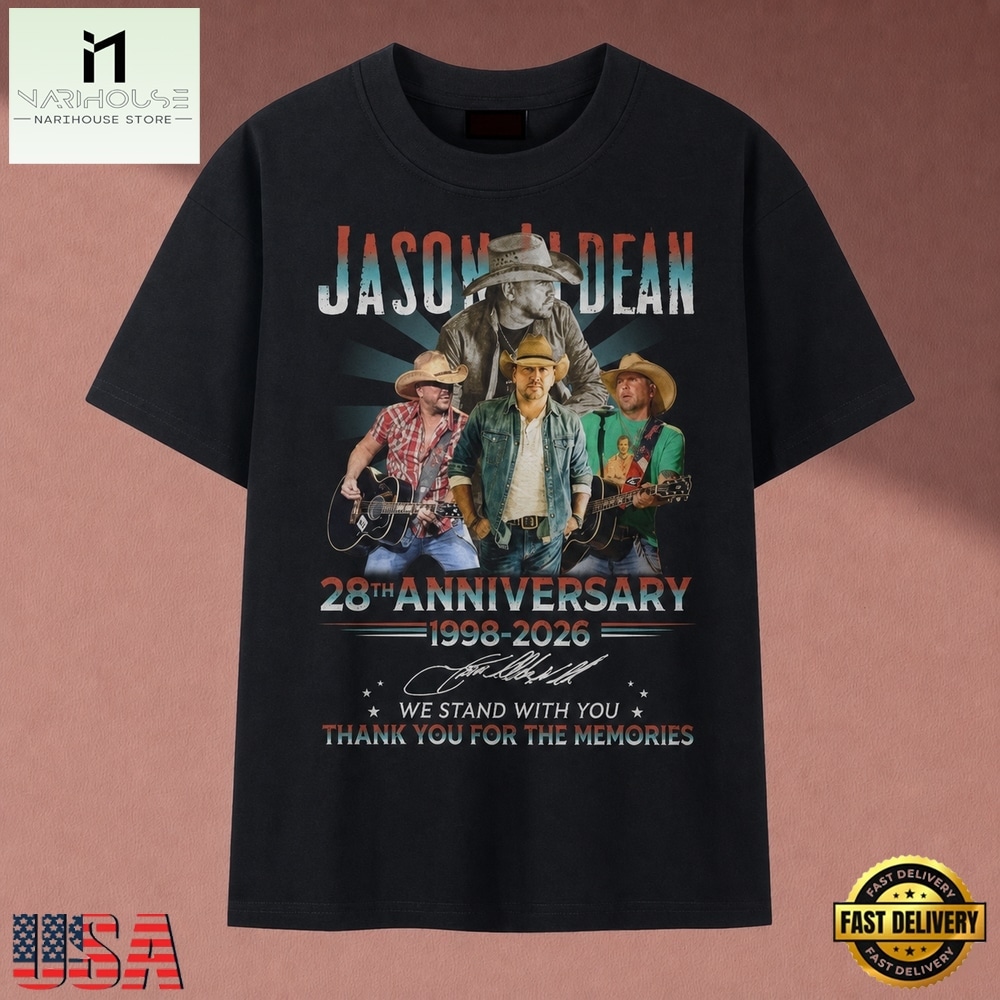 Jason Aldean 28th Anniversary 1998 2026 Signatures Graphic T Shirt, Music Fan 2D Shirt Jason Aldean 28th Anniversary 1998 2026 Signatures Graphic T Shirt, Music Fan 2D Shirt