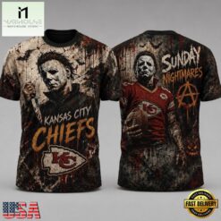 Kansas City Chiefs NFL Michael Myers Sunday Nightmares Horror Halloween 3D T Shirt, NFL Sporty Shirt Kansas City Chiefs Nfl Michael Myers Sunday Nightmares Horror Halloween 3D T Shirt